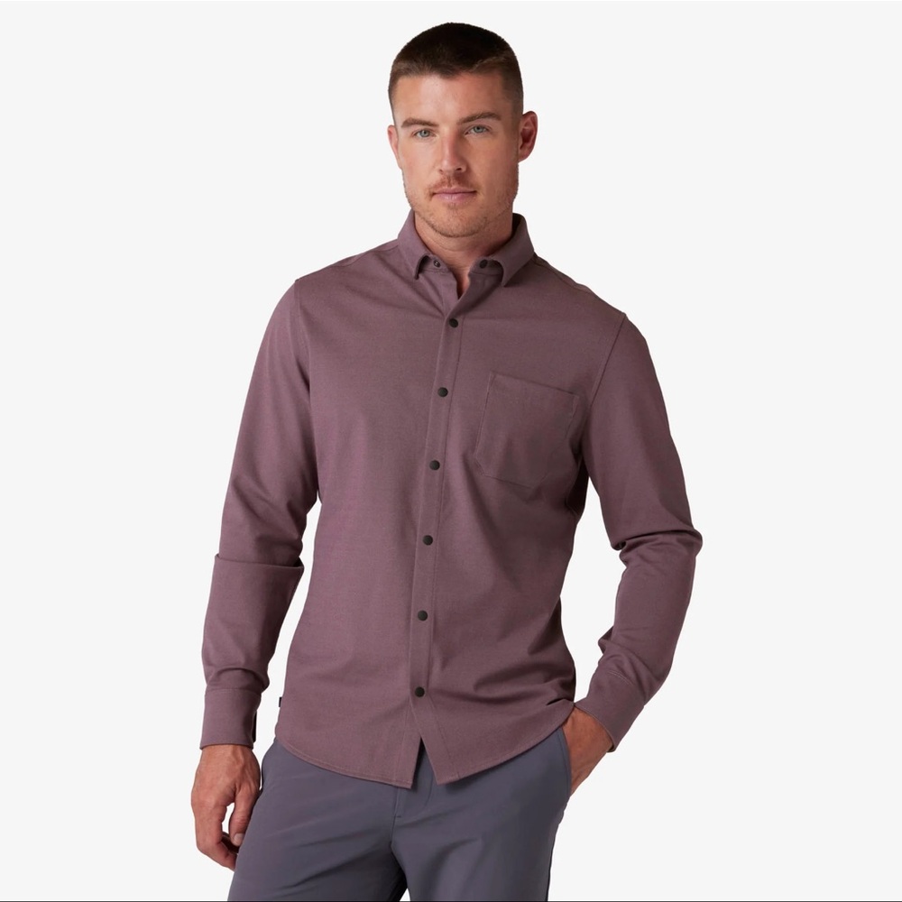 Mizzen+Main Men's Plum Heather Nolan Button Down Dress Shirt - Medium